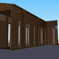 Modern Wooden Pergola with Elongated Structure and Columns in Architectural Design