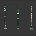 Decorative Hanging Ornaments For Home Living With Silver Chains Green Beads Anchor Shapes Crystal Accents
