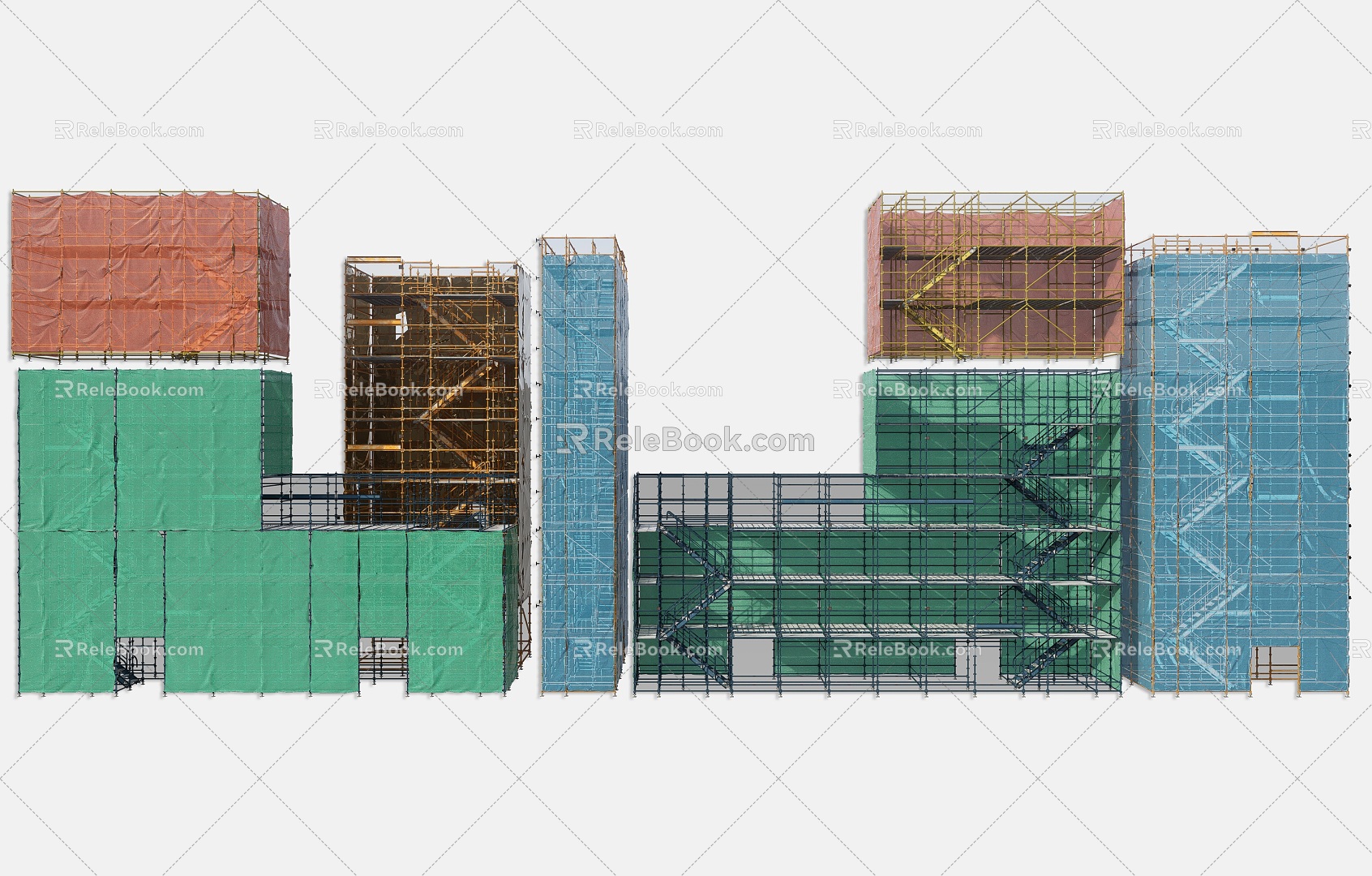 Modern steel pipe scaffold exterior wall construction scaffold site scaffold large scaffold construction template scaffold 3d model