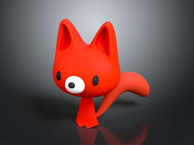 Cute Red Fox Stuffed Toy With Big Ears And White Nose Design 3d model