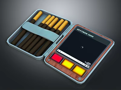 Practical Cigar Storage Box Sensor 3000 with Digital Display Colorful Buttons and Cigars Inside 3d model