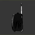 Black Travel Suitcase With Telescopic Handle Smooth Wheels And Zipper Pocket