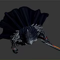 Hooded Armored Woman Holding Flaming Scythe In Dark Mystical Attire