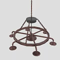 Copper Gear Design Chandelier With Circular Frame And Chain Suspension