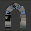 3D Geometric Arch Structure With Stacked Colorful Blocks And Cubes Design