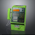Green Public Payphone Equipment With Telephone Handset Numeric Keypad And Display Screen
