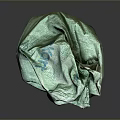 Pile Of Crumpled Green Woven Sacks With Textured Fabric And Used Appearance