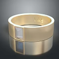Elegant Gold Ring With Square Gemstone And Polished Band Engraved L&S