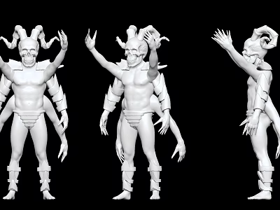 Mythical Game and Movie Character 3D Model with Horns Multi Arms and Three Angles 3d model