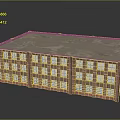 Red Brick Multi Story Building Structure with Regular Windows and Weathered Roof Surface 3d model