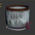 Heavy Duty Cylindrical Industrial Vessel With Rusted Metal Surface Red Rim And Base Structure
