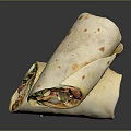 Loaded Flour Tortilla Burritos With Fresh Vegetables And Grilled Chicken