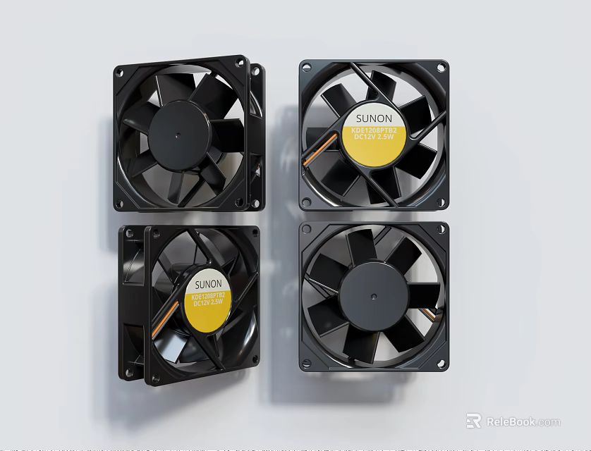 High Performance SANKON Black Air Conditioner Fans For Industrial Cooling Systems 3d model 
