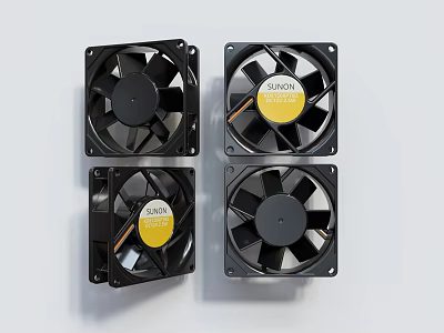 High Performance SANKON Black Air Conditioner Fans For Industrial Cooling Systems 3d model