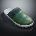 Green Quilted Leather Clogs with White Sole and Black Buckle Strap Comfortable Casual Footwear