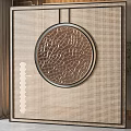 Modern Decorative Partition With Circular Panel Grid Pattern And Metal Frame 3d model