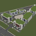 Aerial view of workshop warehouse workshop factory area factory 3d model