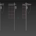 Traditional Chinese Classical Shop Sign Flags Hanging On Poles With Vintage Design