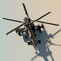 Modern Military Helicopter With Twin Rotor Design And Missile Launchers