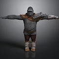Fantasy Gorilla Warrior in Armor Carrying Stone Hammer with Arms Outstretched