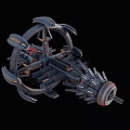 Futuristic Mechanical Structure Featuring Circular Rings Yellow Components Engine Parts And Seat Design