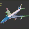 Blue and White Commercial Passenger Airplane With Four Engines And Shiny Exterior Design