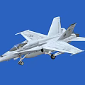 US Navy White Fighter Jet With Deployed Landing Gear in Blue Background 3D Render