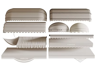 Various Outdoor Awning Designs with Curved Flat Tops and Scalloped Edges for Exteriors 3d model