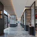 Elegant Modern Restaurant Interior With Open Dining Space Marble Bar Counter And Pendant Lighting
