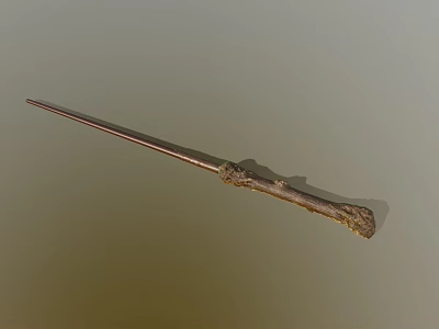 Wooden Magical Wand With Ornate Carved Handle As Fantasy Weapon 3d model