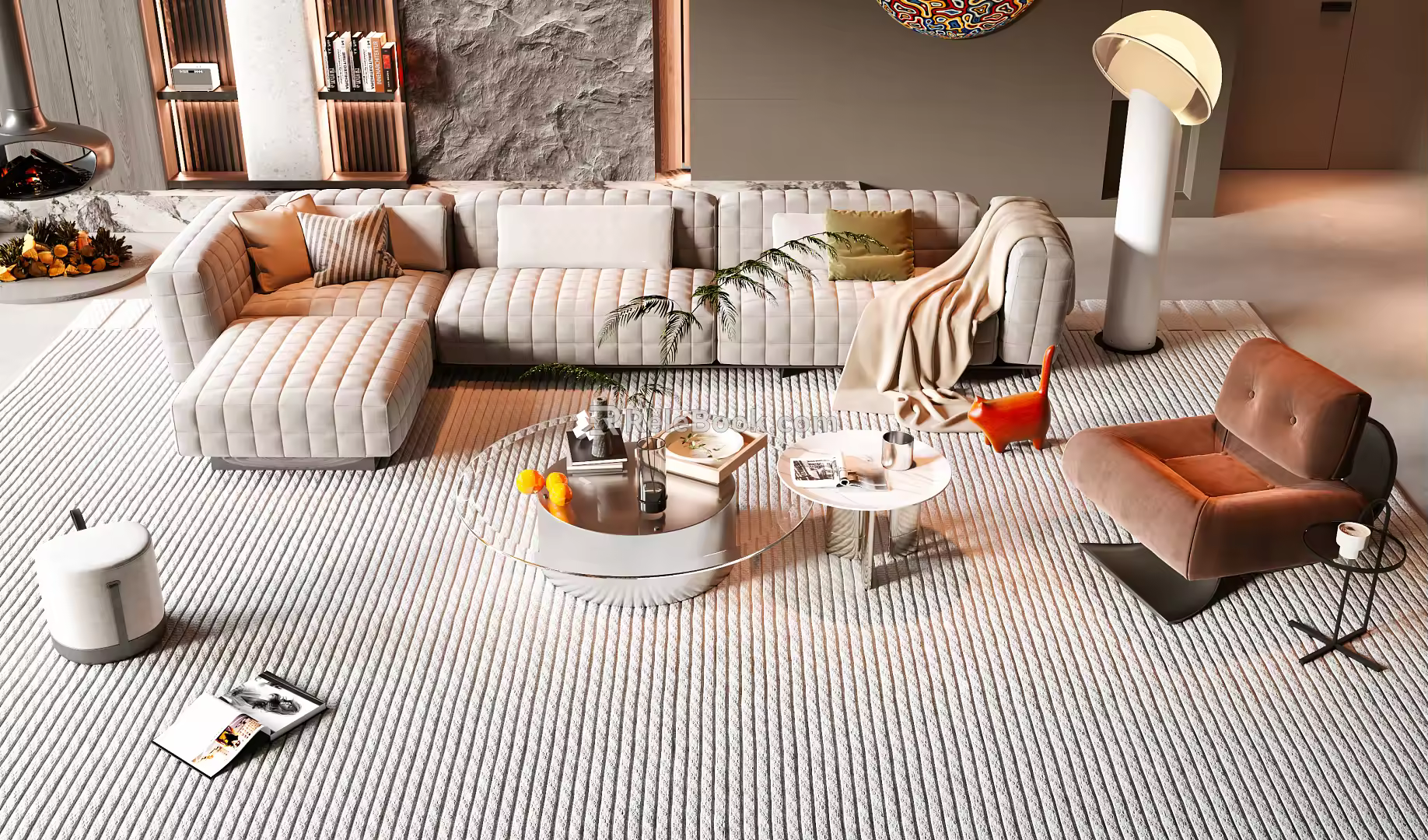 Modern sofa coffee table combination 3d model