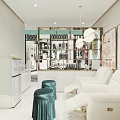 Modern Beauty Hair Salon Interior With Comfortable Seating And Decorative Elements