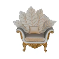 Luxurious Unique Shaped Sofa With Leaf Design Golden Carved Legs And Cushion