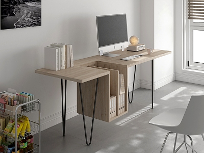 Minimalist desk study minimalist desk and chair combination 3d model