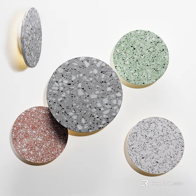 Modern Round Wall Lamps With Terrazzo Texture In Multiple Colors Design 3d model