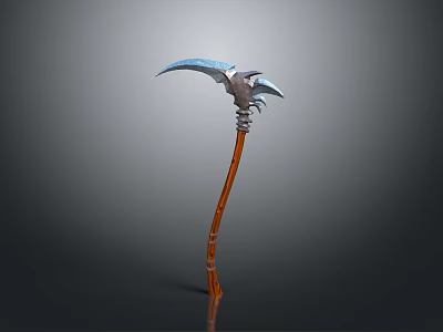 Medieval Scythe Weapon With Metal Blade Wooden Handle And Decorative Details 3d model