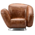 Brown Leather Single Sofa With Elegant Vintage Design And Comfortable Armrests 3d model
