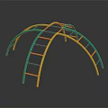 Outdoor Sports Equipment Climbing Frame With Yellow Teal Arched Design And Ladders