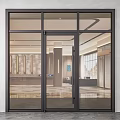 Modern Casement Door With Glass Panel And Aluminum Frame In Contemporary Lobby Interior Design