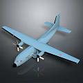 Cosmic Aerospace Model Design Featuring Light Blue Body With Four Propellers And Dark Background