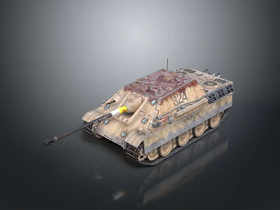 Military Camouflage Tank With Cannon Barrel Tracks Antenna And Number Markings 3d model