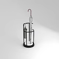 Modern Metal Frame Side Table with Umbrella Holder and Small Bottle on White Base