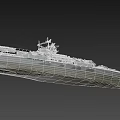 Detailed 3D Model Of Gray Aircraft Carrier Warship Featuring Large Deck And Island Structure