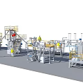 Industrial Equipment Processing Plant With Operational Platforms Piping And Safety Railings