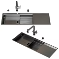 Stainless Steel Kitchen Sink With Double Bowl Faucet Cutting Board And Drainer Accessories