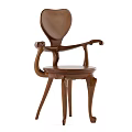 Unique Wooden Leisure Chair Featuring Curved Armrests And Artistic Leg Design