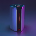 Industrial Equipment Featuring Hexagonal Top Blue Body Red Lines Indicators Bottom Interfaces And Gradient Background