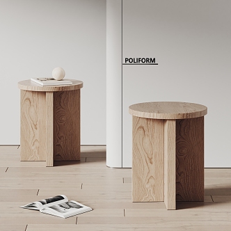 poliform modern side table solid wood side table 3d model