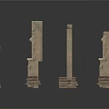 Ancient Stone Pillars With Intricate Carvings And Classical Architectural Designs 3d model