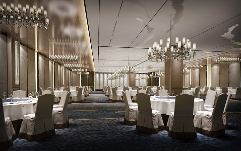 New Chinese Banquet Hall Luxury Hotel Ballroom 3d model